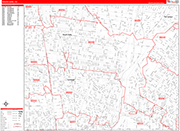 South Gate  Wall Map Red Line Style